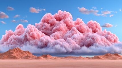 Surreal Pink Clouds Over a Desert Landscape