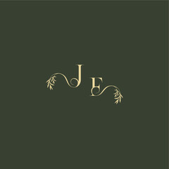 organic leaf initial logo design concept letter luxury wedding monogram JF