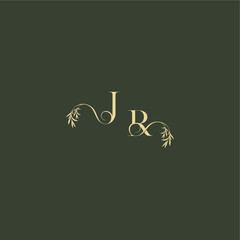 organic leaf initial logo design concept letter luxury wedding monogram JR