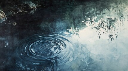 Serene Pond Reflections: A Study in Blue and Green Hues