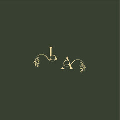 organic leaf initial logo design concept letter luxury wedding monogram LA