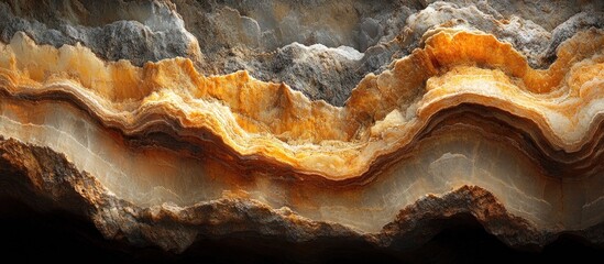 Obraz premium Detailed stone layers, intricate patterns, natural geological formation