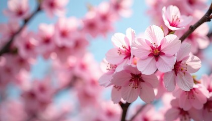 Fototapeta premium Delicate pink sakura blossoms, full bloom, repeating pattern, spring, sakura
