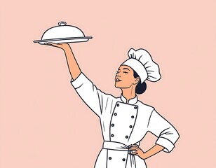 Naklejka premium Chef art in a white background, pastel colors illustration