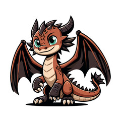 Cute Baby Orange Dragon Cartoon Illustration
