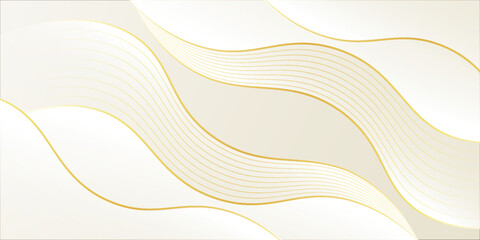 Obraz premium Elegant white-gray luxury background. Abstract wave dynamic wallpaper with gold lines.