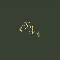 XJ letter luxury wedding monogram organic leaf initial logo design concept