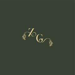 ZG letter luxury wedding monogram organic leaf initial logo design concept