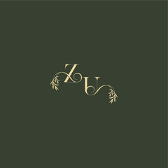 ZU letter luxury wedding monogram organic leaf initial logo design concept