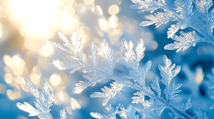 Icy Crystal Branches Winter Nature Background
