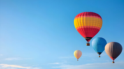 Obraz premium Colorful Hot Air Balloons Against A Clear Blue Sky