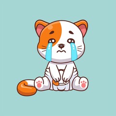 Crying Cat Illustration