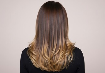 Naklejka premium Woman with Ombre Hairstyle Displays Elegant and Modern Hair Trend