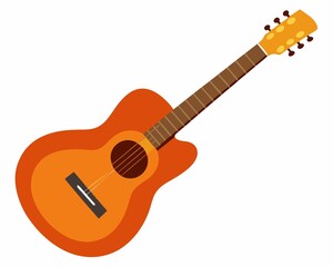 acoustic guitar on white background.