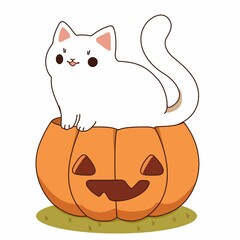 cat and pumpkin