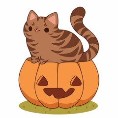 cat and pumpkin