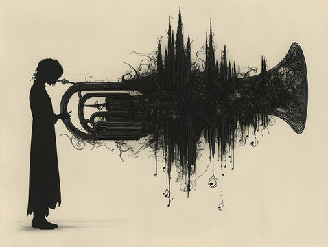 black silhouette musician playing tuba clip art preview