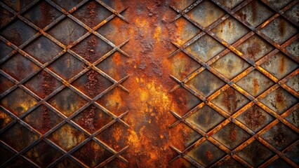Rustic Metal Grid with Extensive Surface Rust and Patina Showing Age and Wear