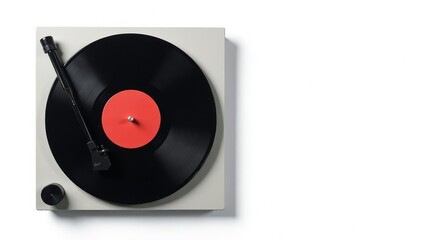 Fototapeta premium Turntable with vinyl record, isolated on white , classic, record