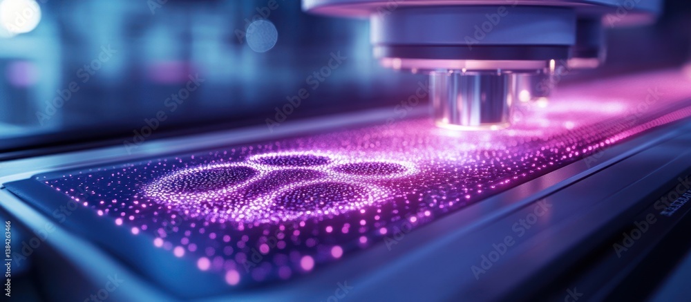 Poster precision machine creates glowing pattern