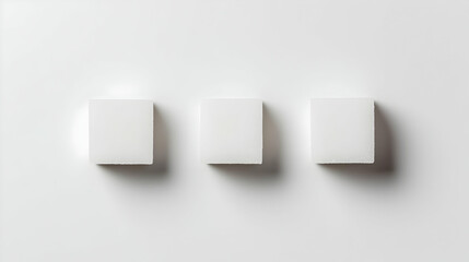 Three White Cubes On White Background
