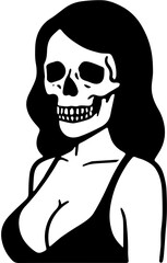 vector illustration of a skull headed woman