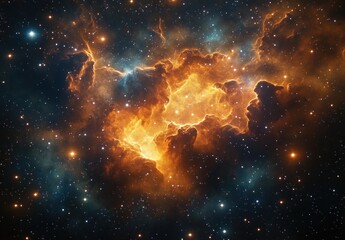 Obraz premium Vibrant Cosmic Nebula with Stars Celestial Art