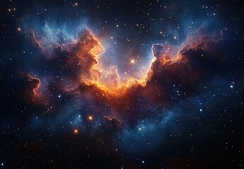 Fototapeta premium Cosmic Nebula and Glowing Stars in Deep Space