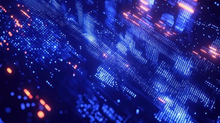 Fototapeta premium Futuristic Abstract Cyberpunk Digital Landscape With Holographic Effects and Vibrant Colors