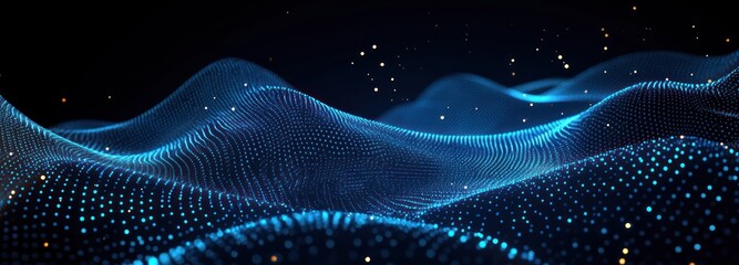 Digital Waves Background Abstract Art Cybernetic Particles Fluid Lines Glowing Dots Minimalistic Design Neon Lights