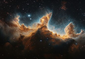 Fototapeta premium Vibrant Cosmic Nebula Interstellar Gas Clouds and Stars in the Universe