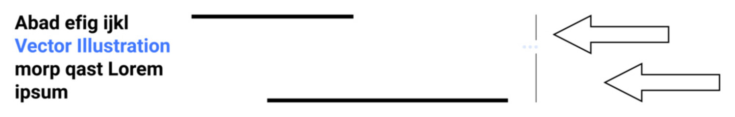 Obraz premium Text elements paired with bold horizontal lines and simple arrows pointing opposite directions. Ideal for layout design, navigation, direction, guidance, minimal themes, education, or simple landing