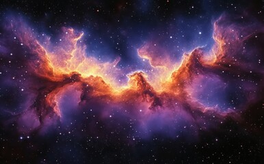 Fototapeta premium Cosmic Nebula and Interstellar Stars in Vibrant Violet and Amber