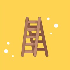 wooden ladder on white