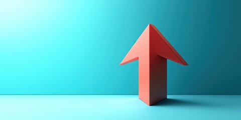 Arrow Direction Success Growth Concept Forward Progress Three Dimensional Orange Up Over Blue Background