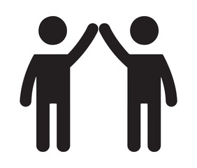 High Five Stick Figure Icon &ndash; Symbol of Friendship and Teamwork. Simple Black Silhouette of Two People Giving a High Five