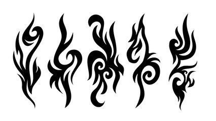Fire flame vector illustration. Flame decal. Tribal fire vinyl stickers for transportation. tribal fire symbol design. Burning element with curves for vehicles. y2k gothic flame stickers.