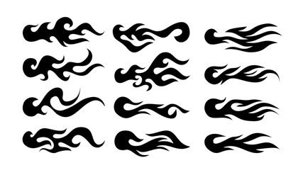 Fire flame vector illustration. Flame decal. Tribal fire vinyl stickers for transportation. tribal fire symbol design. Burning element with curves for vehicles. y2k gothic flame stickers.