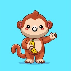 Monkey Holding Banana in Hand