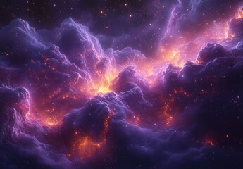 Obraz premium Colorful Nebula Scene with Stars and Cosmic Clouds in Space