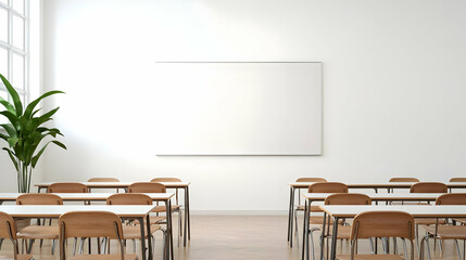 Empty Modern Classroom With Whiteboard