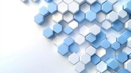 Abstract Geometric Hexagon Composition on White Background 3D Illustration