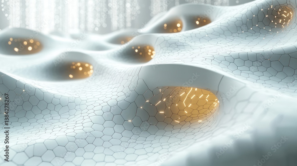 Poster futuristic hexagonal grid abstract background minimalistic digital art