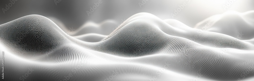 Poster futuristic abstract hexagonal grid minimalistic background with smooth waves and curves