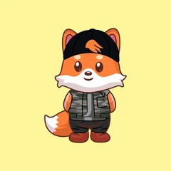 Fox Wearing Suit Illustration