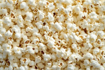 Fluffy white and golden-brown popcorn kernels close-up a soft background for textured designs