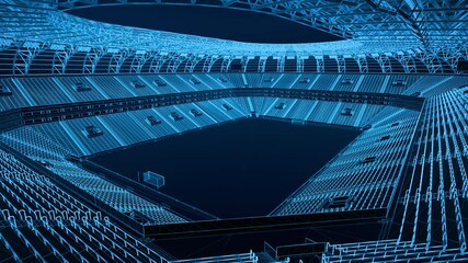 Wireframe of a large stadium. 3D animation. - Powered by Adobe