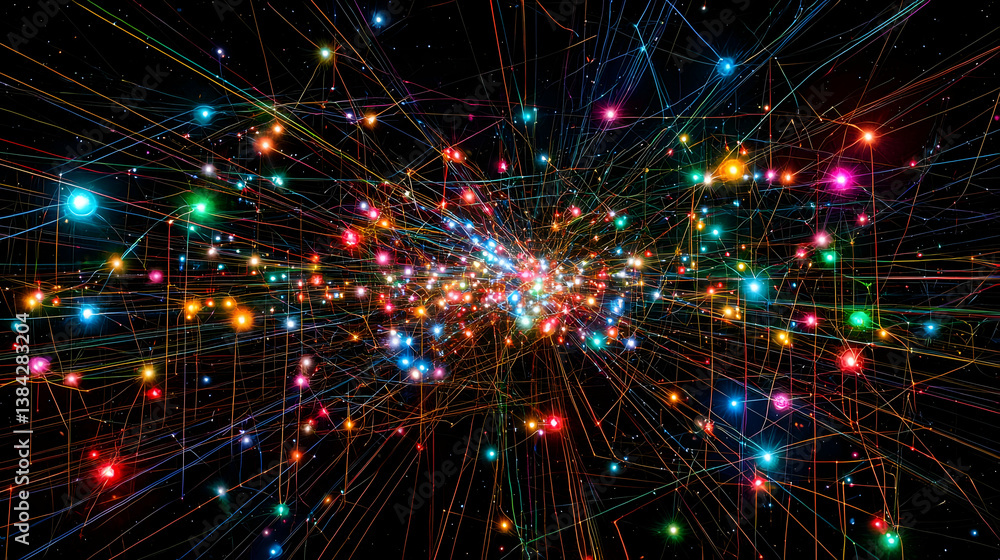 Poster Abstract Colorful Glowing Particle Explosion