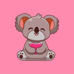 Koala Hugging Pillow Love Illustration