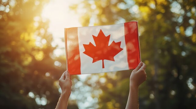 A person holding a Canadian flag